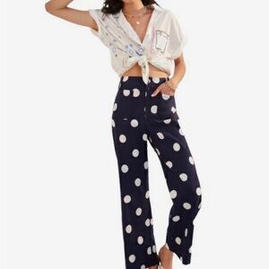 Anthropologie Maeve Navy Polka Dot Wide Leg Pants

NWT Size 32